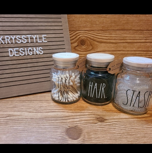 Rae Dunn Other - Rae Dunn Hair Tie Q-Tip Jars Stash Take One Hair Jars